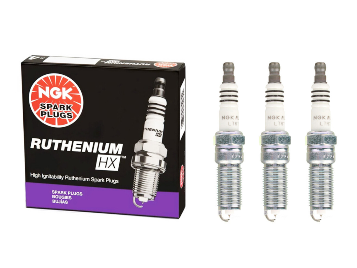Pre-Gapped NGK Ruthenium HX Spark Plug SET of 3 - GRC/Yaris